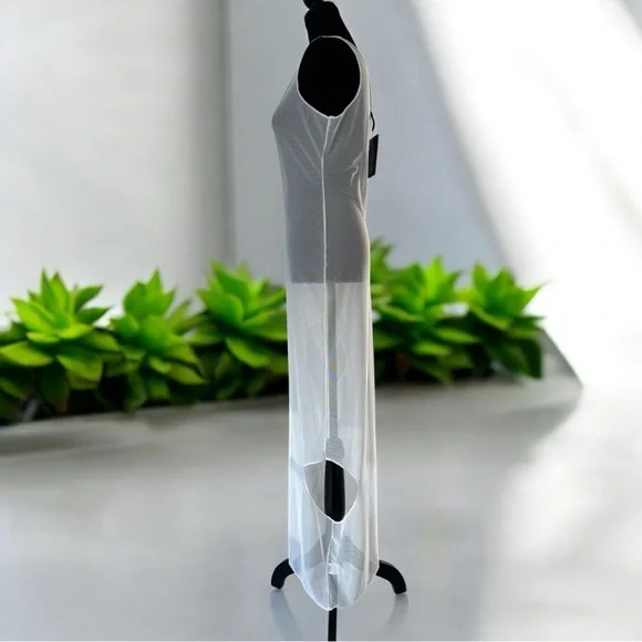 PrettyLittleThing White Sheer Cut Out One Shoulder Maxi Dress - Size M - NWT - Picture 5 of 7